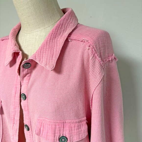 POL Washed Waffle Knit Boyfriend Shirt - Picture 4 of 9